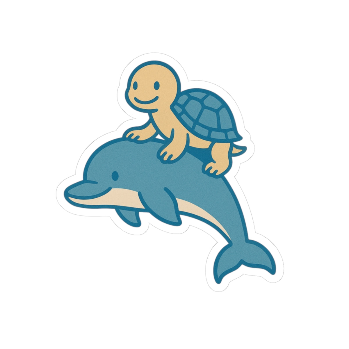 Chill Turtle Riding Dolphin