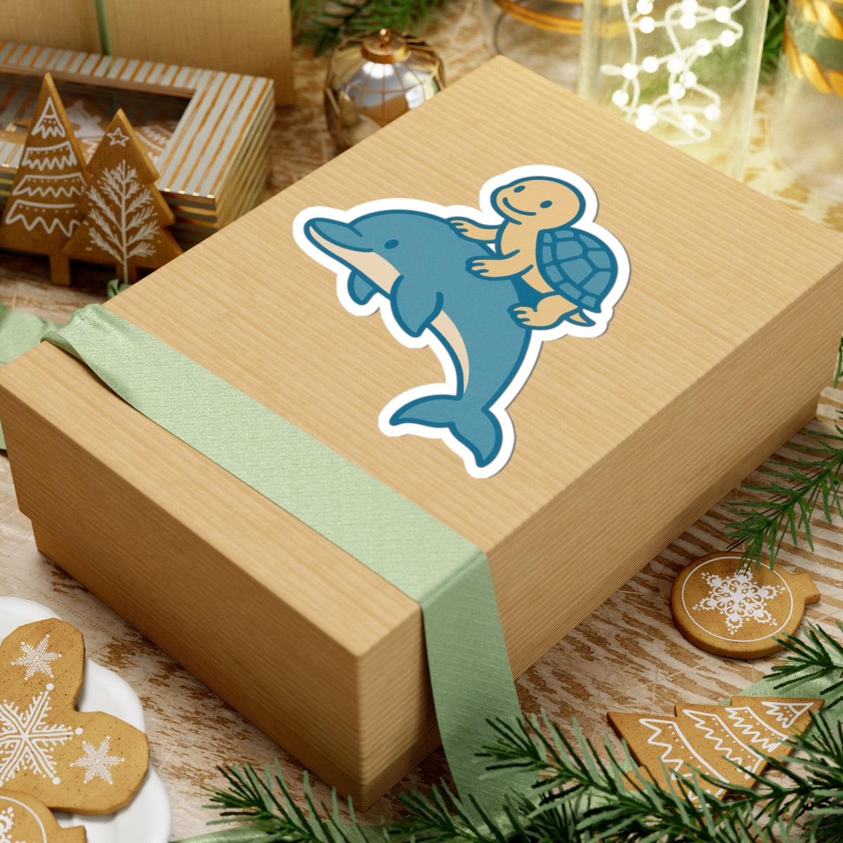 Chill Turtle Riding Dolphin