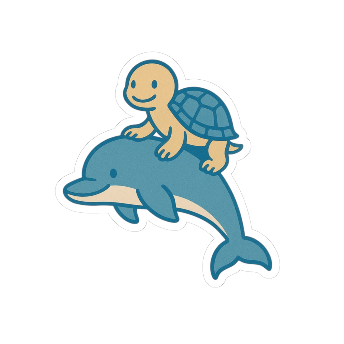 Chill Turtle Riding Dolphin